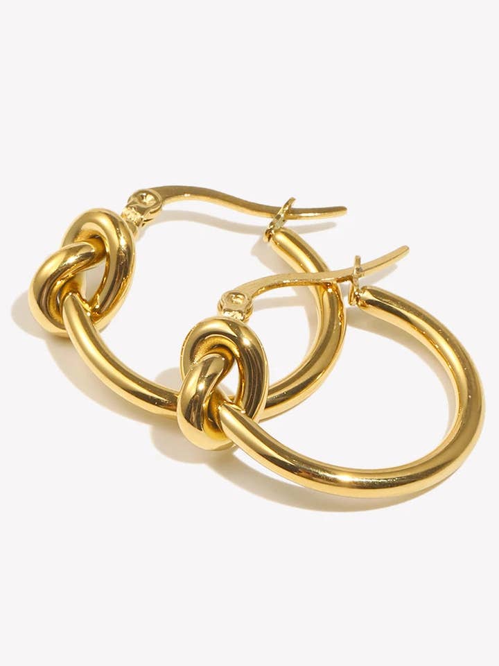 Tied in Faith Hoops - Gold Knot Hoop Earrings for wholesale by Adorn Me In Modesty