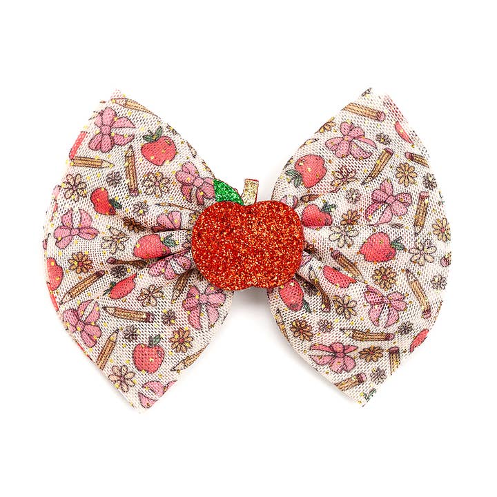 Back to School Cutie Tulle Bow Clip - Hair Bows for wholesale by Sweet Wink