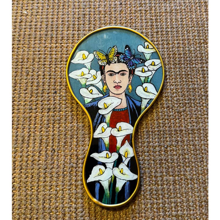 Frida with Lilly- Hand Mirror, Peru (GFH4) for wholesale by Tesoros Trading Company