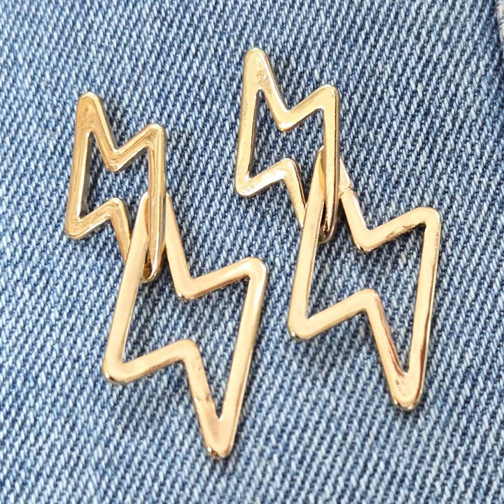 Greater Goods Imports & Wholesale - Wholesale Dangle Earrings - E1283 VER4748 Lightning Bolt Linked Dangle Earrings4