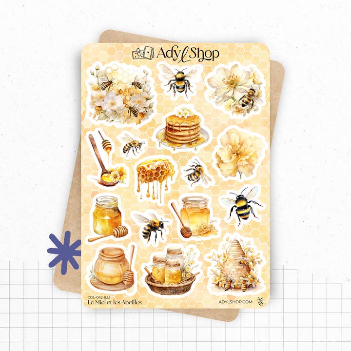 Planches de stickers "Le Miel et les Abeilles" pour la vente par AdyLShop