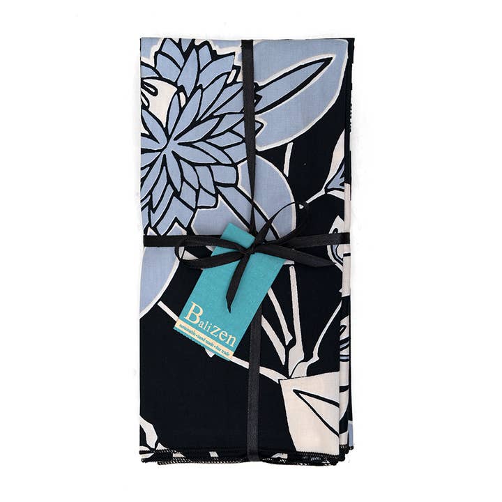 Serviettes lot de 4 | Grande Fleur de la Passion | Onyx pour la vente par Balizen by zen zen garden home