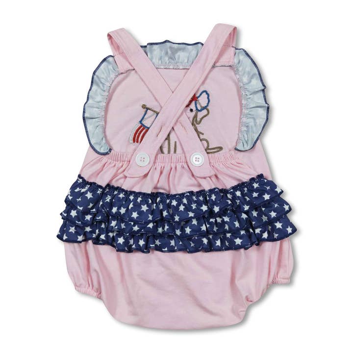 Yawoo Garments - Wholesale Bodysuit (Non-Footed) - Baby - Dog flag embroidery stars baby girl 4th of july romper