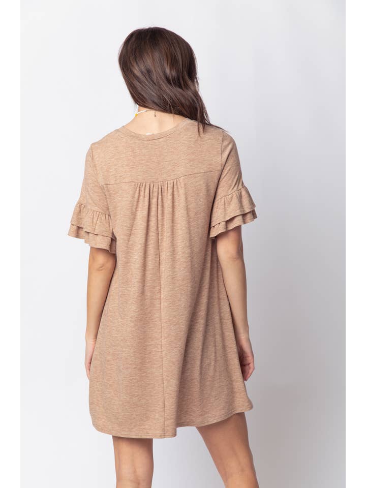 VERY J - Wholesale Dress - Women's - ND30255-French Terry Pocket Tee Shirt Dress12