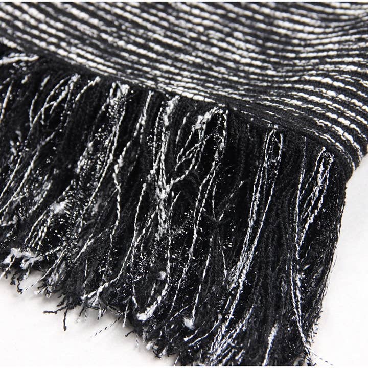 Black DR062 Women Shiny Detail Tweed Fringed Dress for wholesale on Faire8