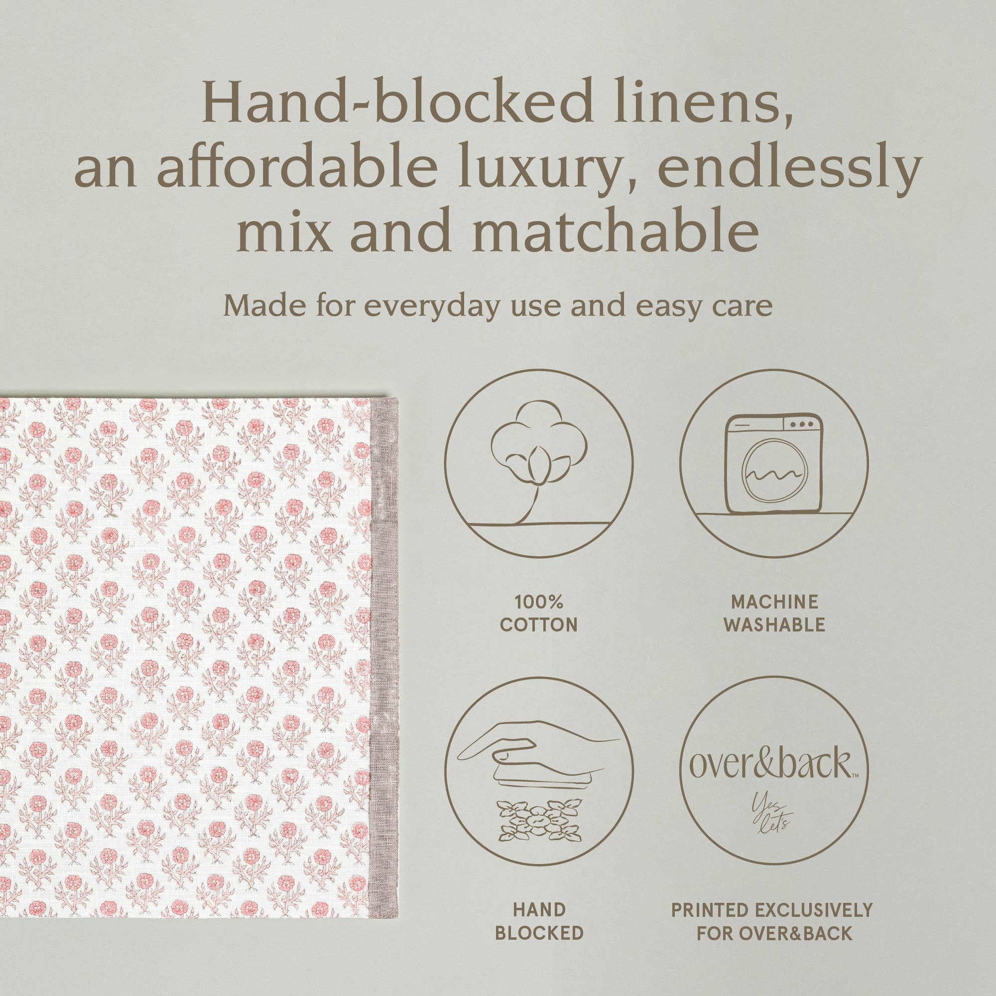 over&back - Wholesale Placemat - Artisan Hand-Blocked Placemats – 100% Cotton – Set of 436