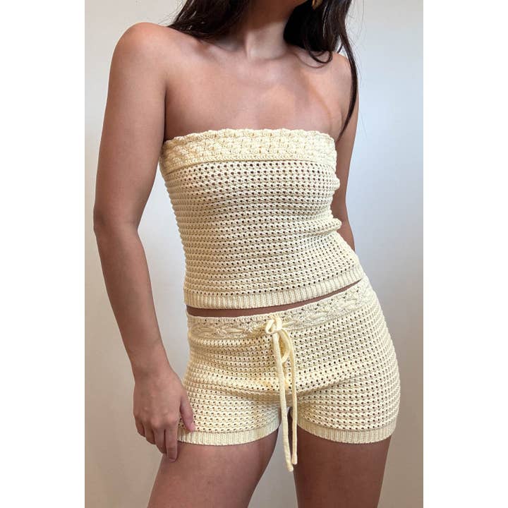 Crochet Bandeau Top W/ Shorts for wholesale by Salty