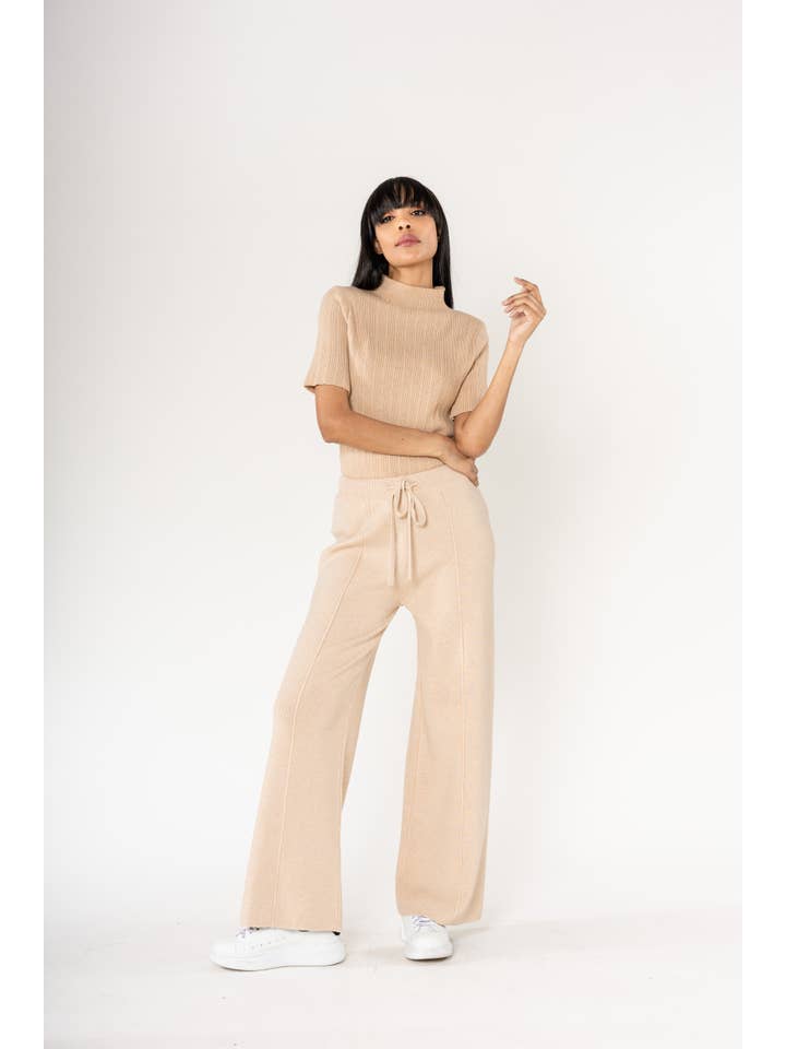 Nina Carter - Wholesale Pants - Women's - F025 Flared Cocooning Comfort Knit Trousers