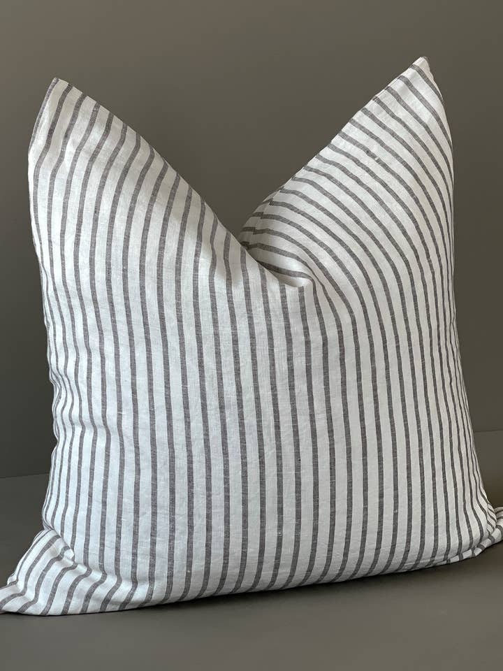 20" Solid Linen Pillow Cover | Striped for wholesale by Blended Living