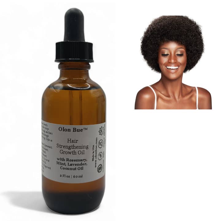 Huile fortifiante pour cuir chevelu et cheveux au romarin et à la menthe 2 oz pour la vente par Olon Bue