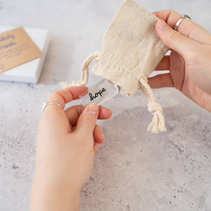 Salvia Glass - Wholesale Keepsake Coin/Token - Hope Positivity Pebble set - fused glass pocket pebbles2