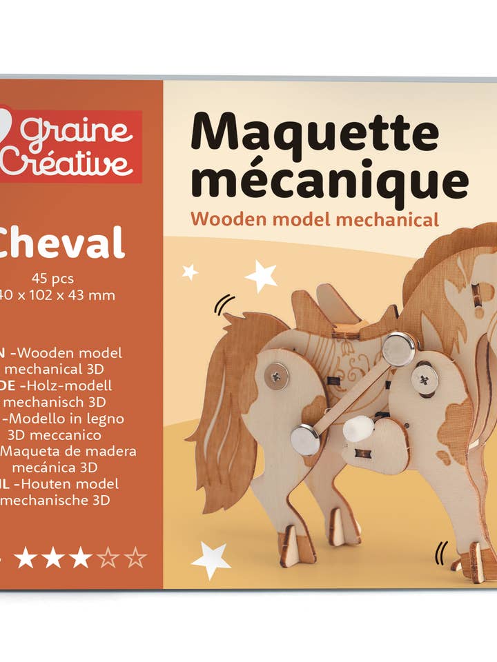 MAQUETTE EN BOIS 3D MECANIQUE CHEVAL pour la vente par Graine Créative