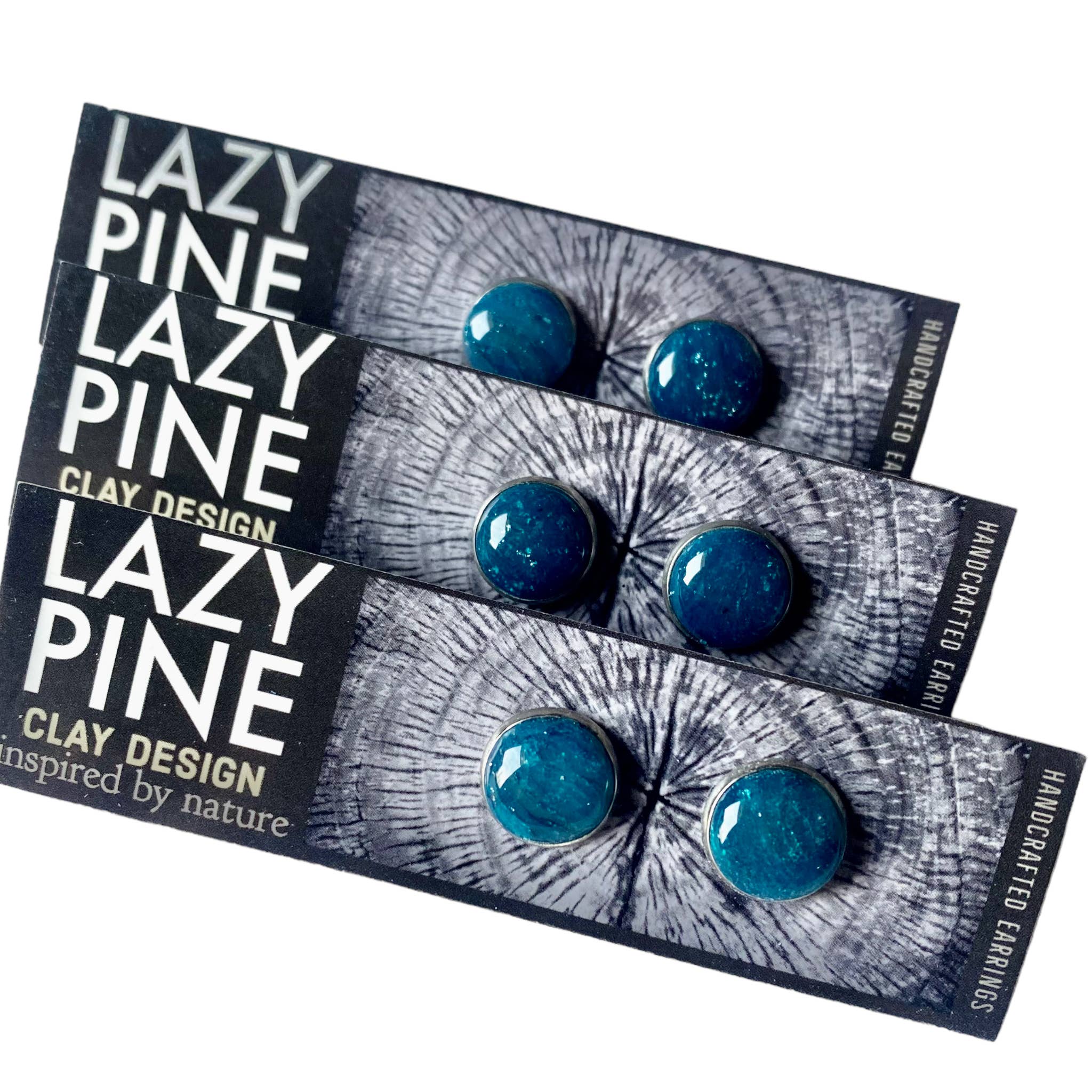 Lazy Pine Clay Design - Wholesale Stud/Post Earrings - Okanogan Blue Framed Stud Sets3