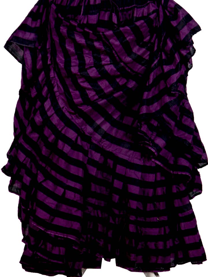 Zwart/paarse gestreepte rok met blokprint 25yards (100% katoen) voor wholesale door Senoritas Tribal Designs