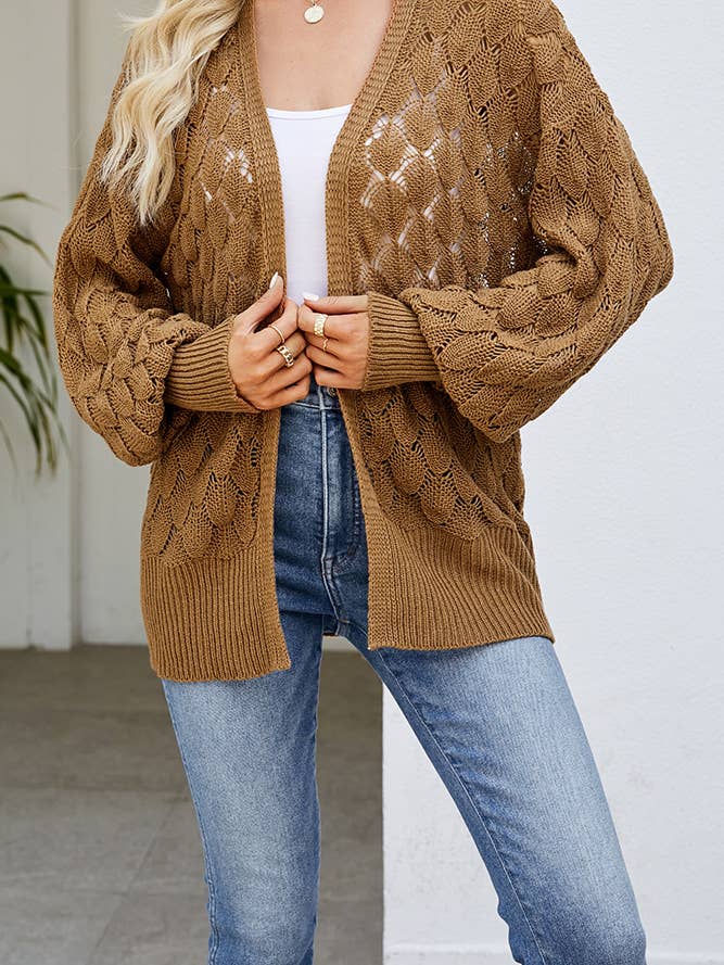 Plain Crochet Knit Open Sweater Cardigan YHZY087 for wholesale by UNISHE