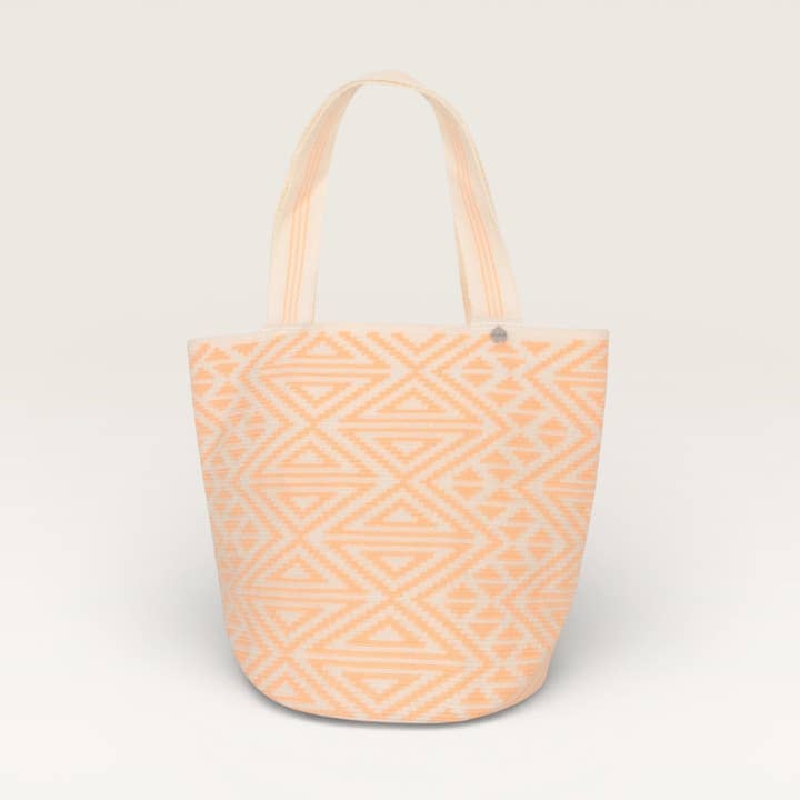Geometric round tote L | Neon peach for wholesale by Guajii Design