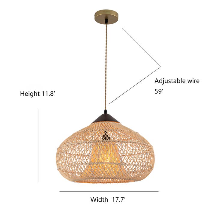 Beige Wabi-Sabi Rattan Pendant Light Rustic Interior Decor Light for wholesale on Faire