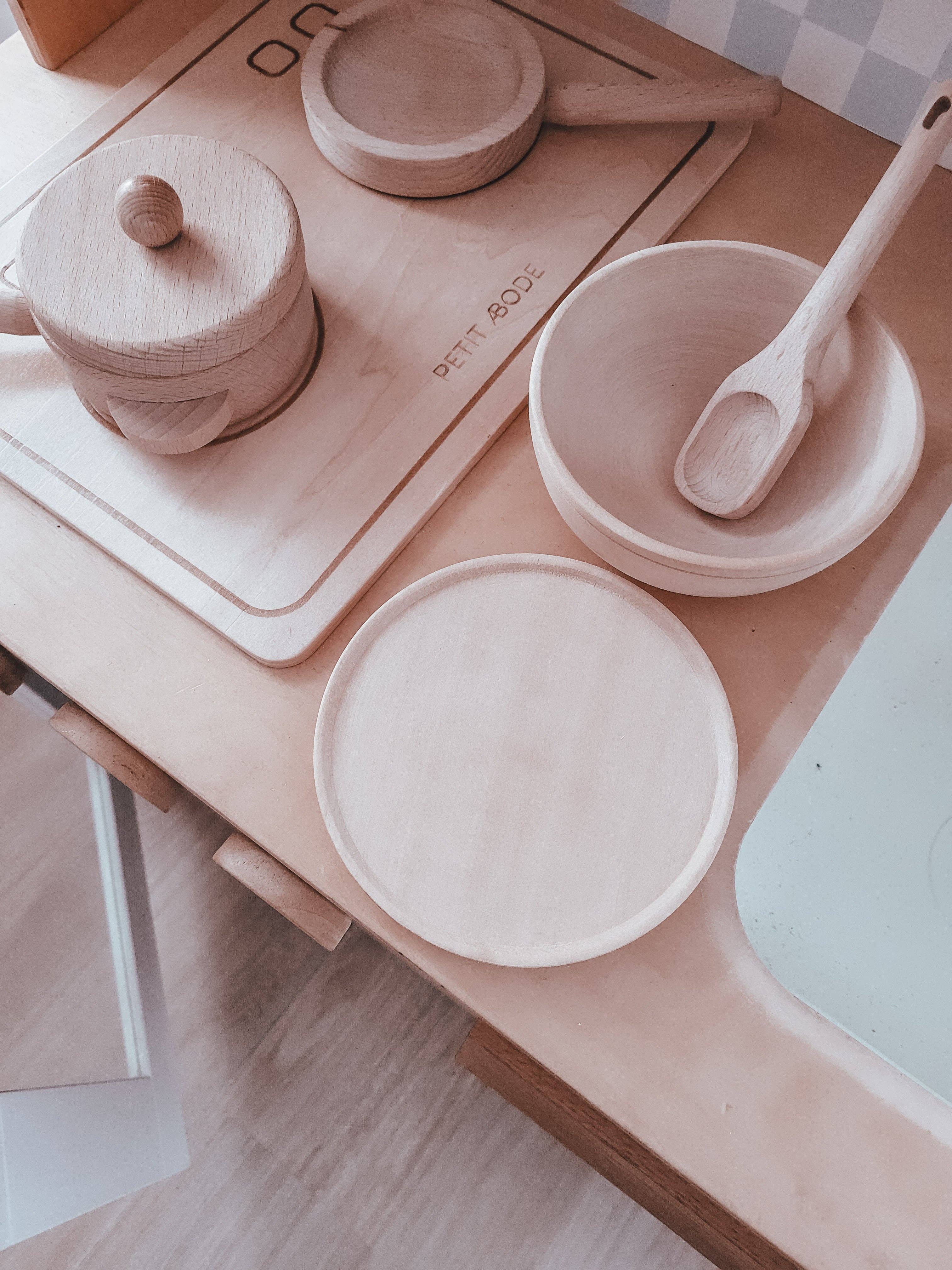 Petit Abode - Wholesale Wood Toy - Kids - The Wooden Dining Set (plate and bowl)7