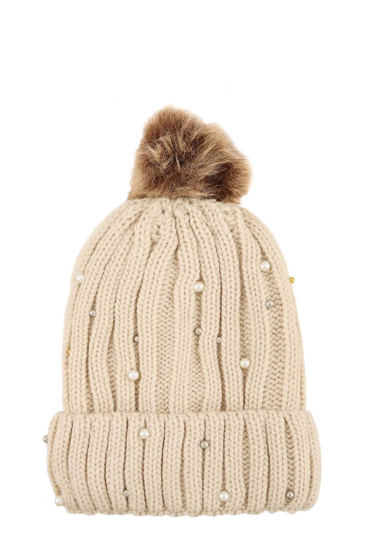 anbfashion - Vendita all'ingrosso Berretto - Donna - Berretto invernale a doppio strato con accento perlato 781