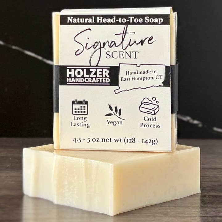 Handmade Soap Bar | Signature - Amber + Sea Breeze + Vetiver Scented | Handcrafted Bar Soap | Natural Cold Process | Vegan | 4.5 oz for wholesale by Holzer Handcrafted ®