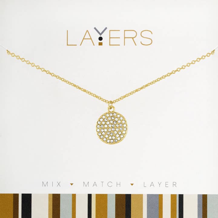 Layers: Gold Round CZ Necklace for wholesale by Center Court