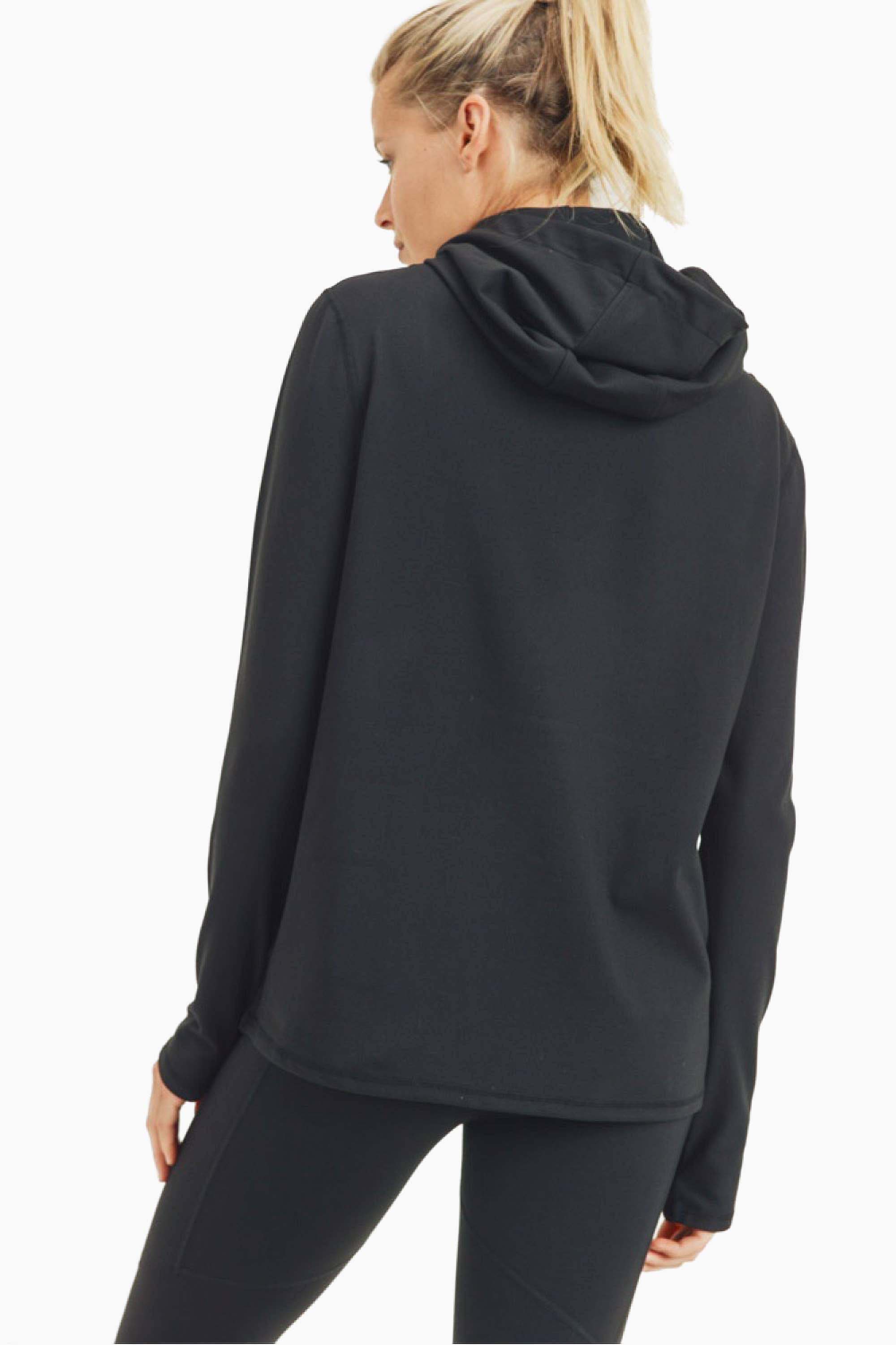 Mono B - Vendita all'ingrosso Felpa con cappuccio - Donna - VERDE - Pullover con cappuccio Boxy Active Essential3