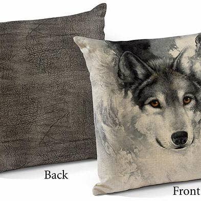 SNOW WOLF 18" SQUARE HOME DECOR PILLOW for wholesale by Art Brand Studios