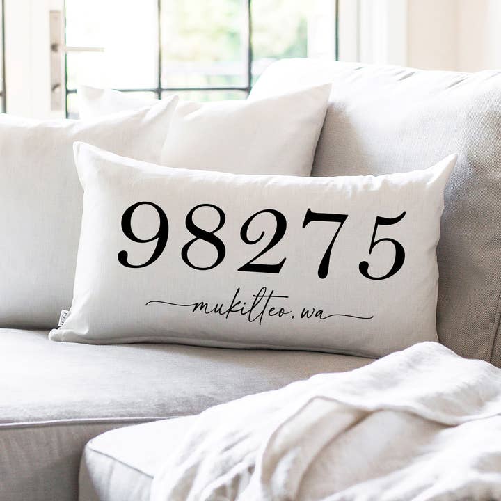 Zip Code City Custom Pillow Cover for wholesale by Porter Lane Home