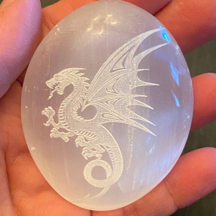 Zen and Meow - Wholesale Spiritual Stone/Crystal - Engraved Selenite Dragon