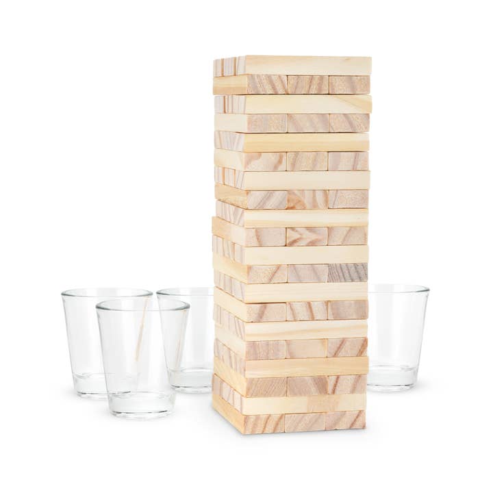 TRUE - Wholesale Stacking Game - Stack Block Stacking Party Drinking Game w/ Shot Glasses