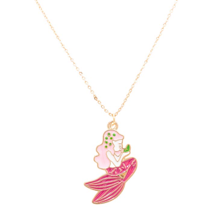 Rebecca Accessories LLC - Wholesale Kids Necklace - Kids - Pink Mermaid Enamel Necklace Children's Jewelry Ocean0