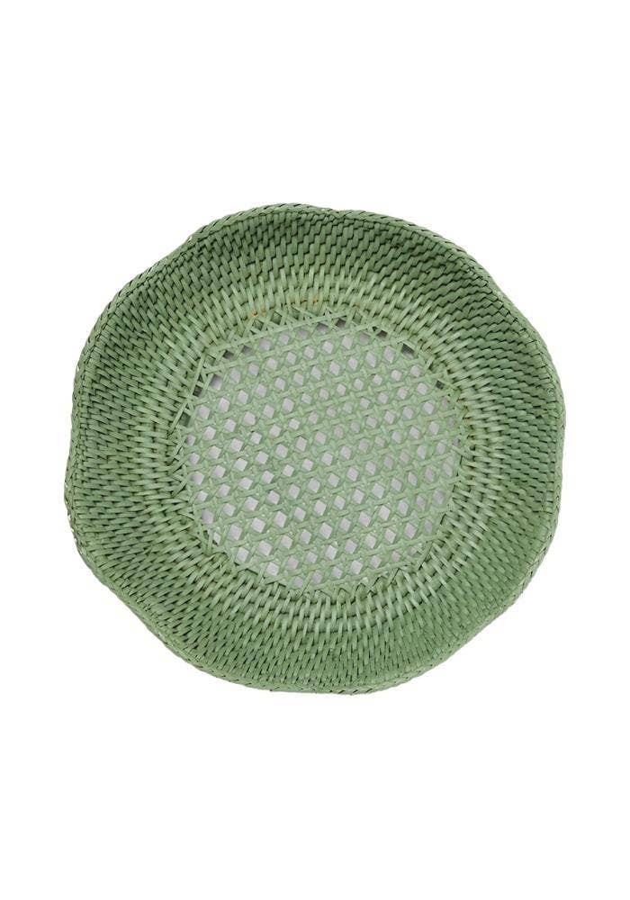 Madame Smart Ltd - Wholesale Decorative tray - Saratoga Round Rattan Scalloped Tray - Green
