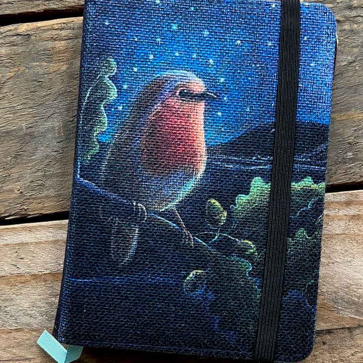 Taccuino con uccelli in finitura morbida al tatto petalo di rosa A6 per la vendita all'ingrosso da parte di Hannah Willow Art