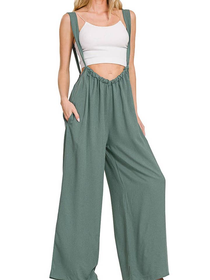 Rayon jumpsuit med seler og bindebånd for engroshandel hos Vanilla Monkey