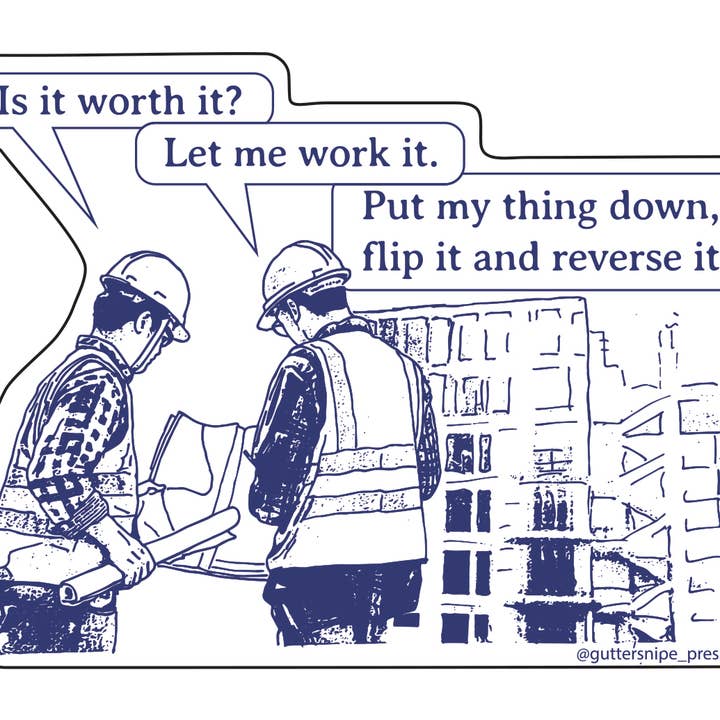 Construction Sticker for wholesale by Guttersnipe Press Greetings