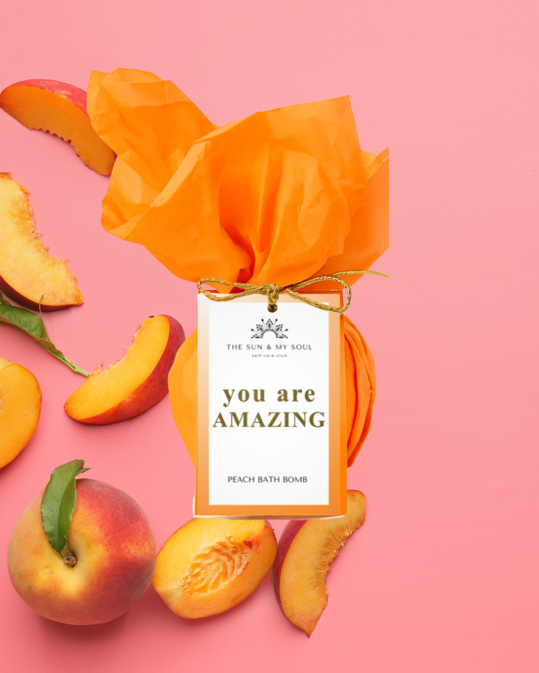 The Sun & My Soul Bath Bomb Soak Wellness Gifts - Wholesale Bath bomb/fizz - Amazing Uplifting Bath Bomb Gift⎜Peach Luxury Bath Bomb Soak2