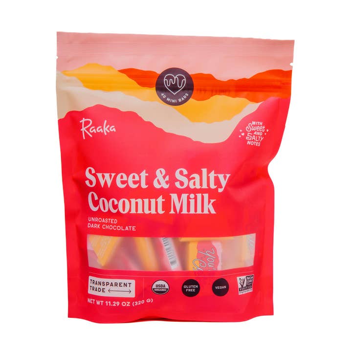 Sweet & Salty Coconut Milk Mini Chocolates - Valentine's Day for wholesale by Raaka Chocolate