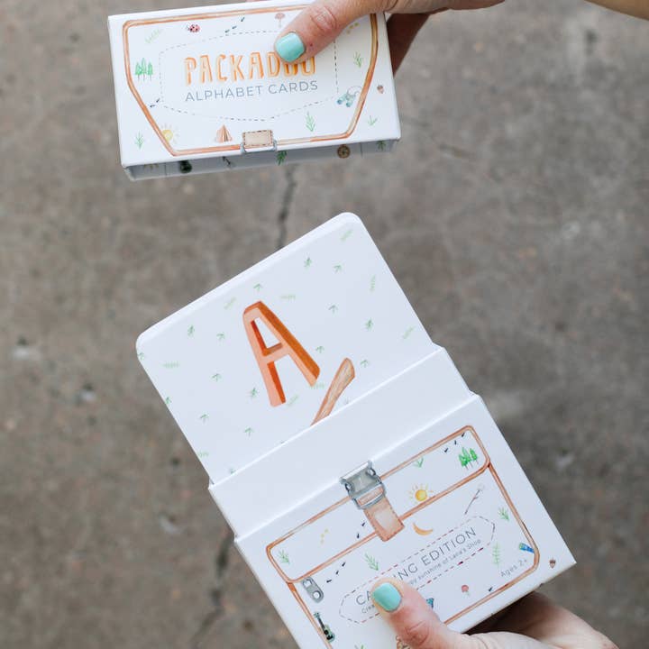 Lana's Shop – Cartões de aprendizagem - Crianças e bebés por atacado – Flashcards ABC com tema de acampamento para crianças - Packadoo4