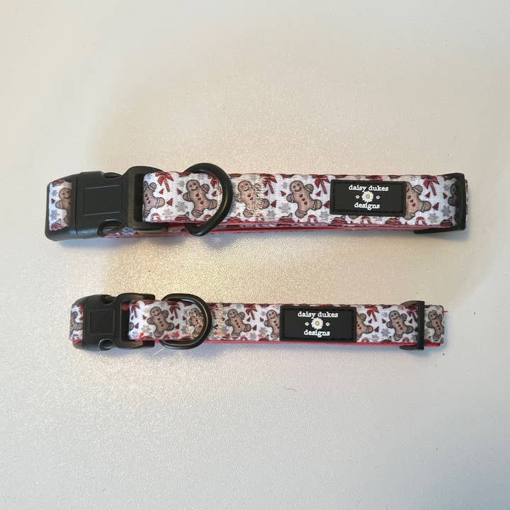 Gingerbread Dreams Adjustable Fabric Dog Collar for wholesale by Daisy Dukes Designs