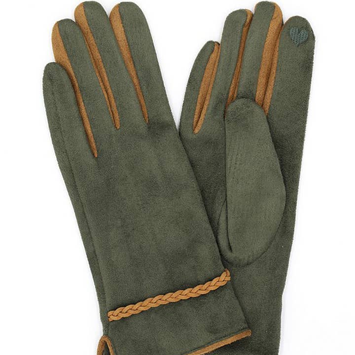 3AM BY H&D ACCESSORIES - Wholesale Gloves - Women's - Braided Band Suede Smart Gloves
