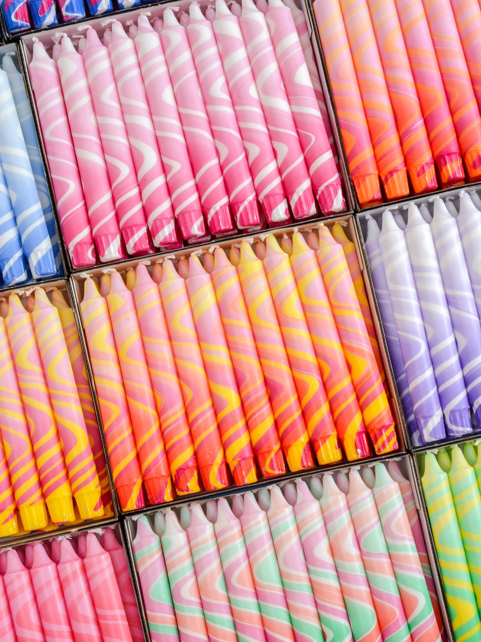 Nordtrice - Wholesale Tapered Candle/Candlestick - Summer Marble Candles - Pink / Yellow / Red Marble6