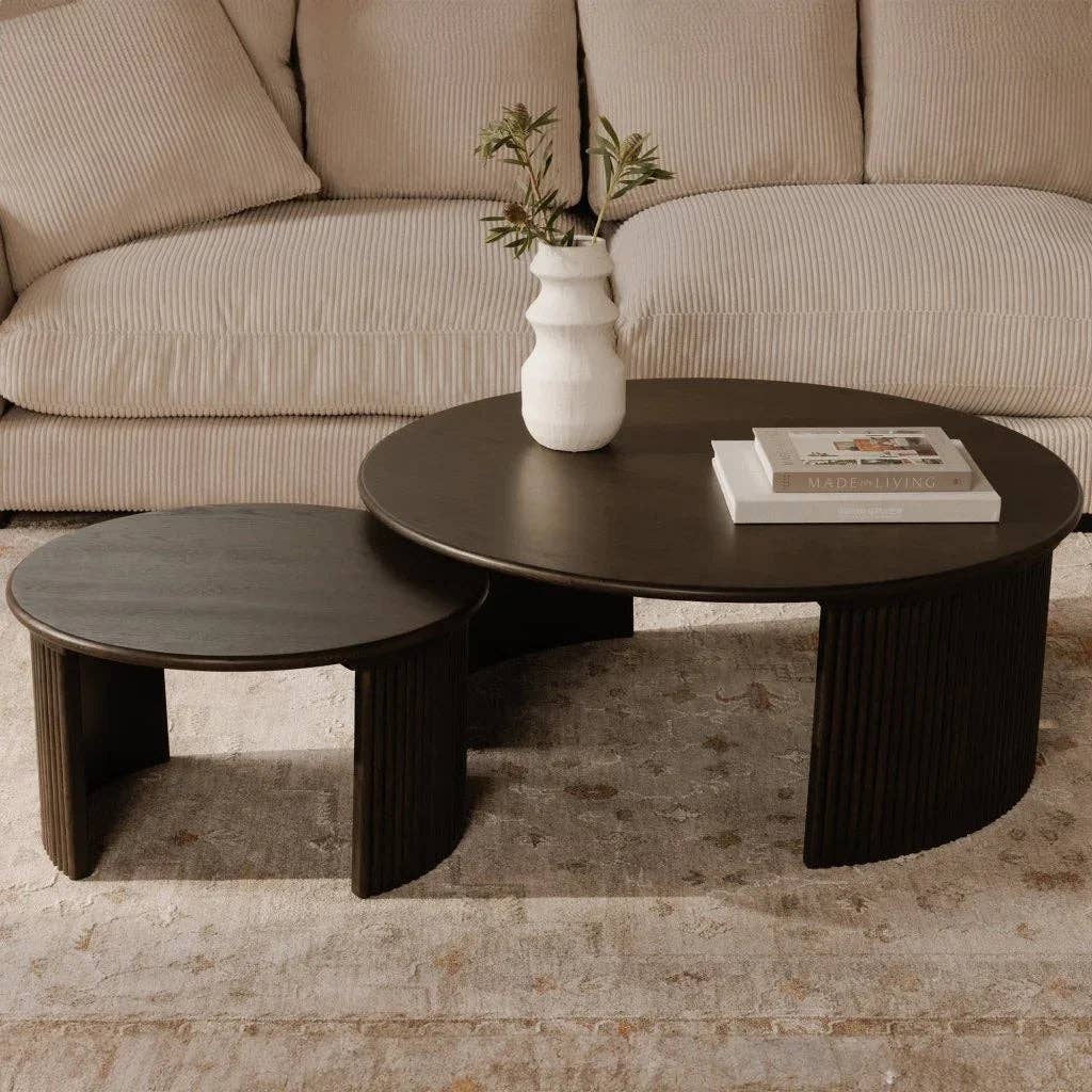 LOOMLAN - Wholesale Coffee Table - Penny Solid Oak Top Round Coffee Table2