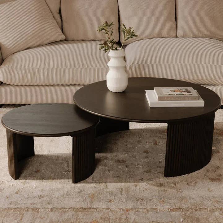LOOMLAN - Wholesale Coffee Table - Penny Solid Oak Top Round Coffee Table2