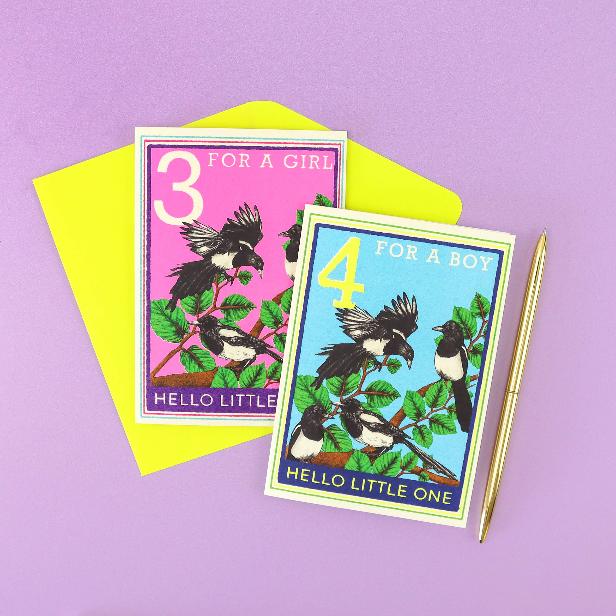 Fawn & Thistle Ltd (US Duties Paid) – wholesale Baby card – Magpie New Baby Girl Card | New Parent | Bird Greetings Card3