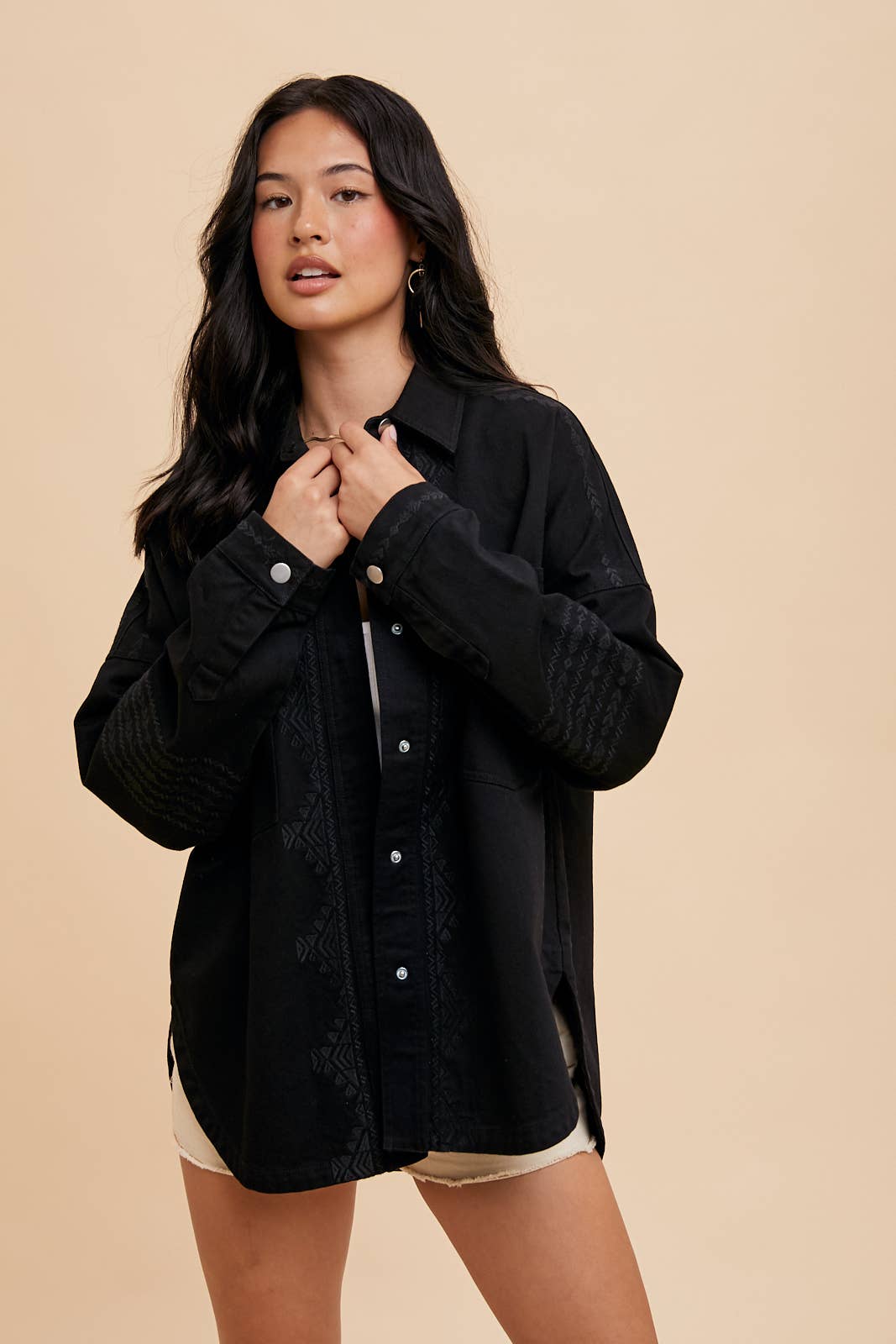 In Loom - Wholesale Shirt Jacket/Shacket - Women's - EMBROIDERED UTILITY SHACKET0