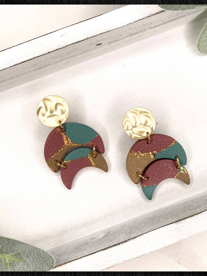 Ohrringe in Taupe und Blaugrün, für Damen, Tonohrringe, Schmuck für den Großhandel von midnightclayco