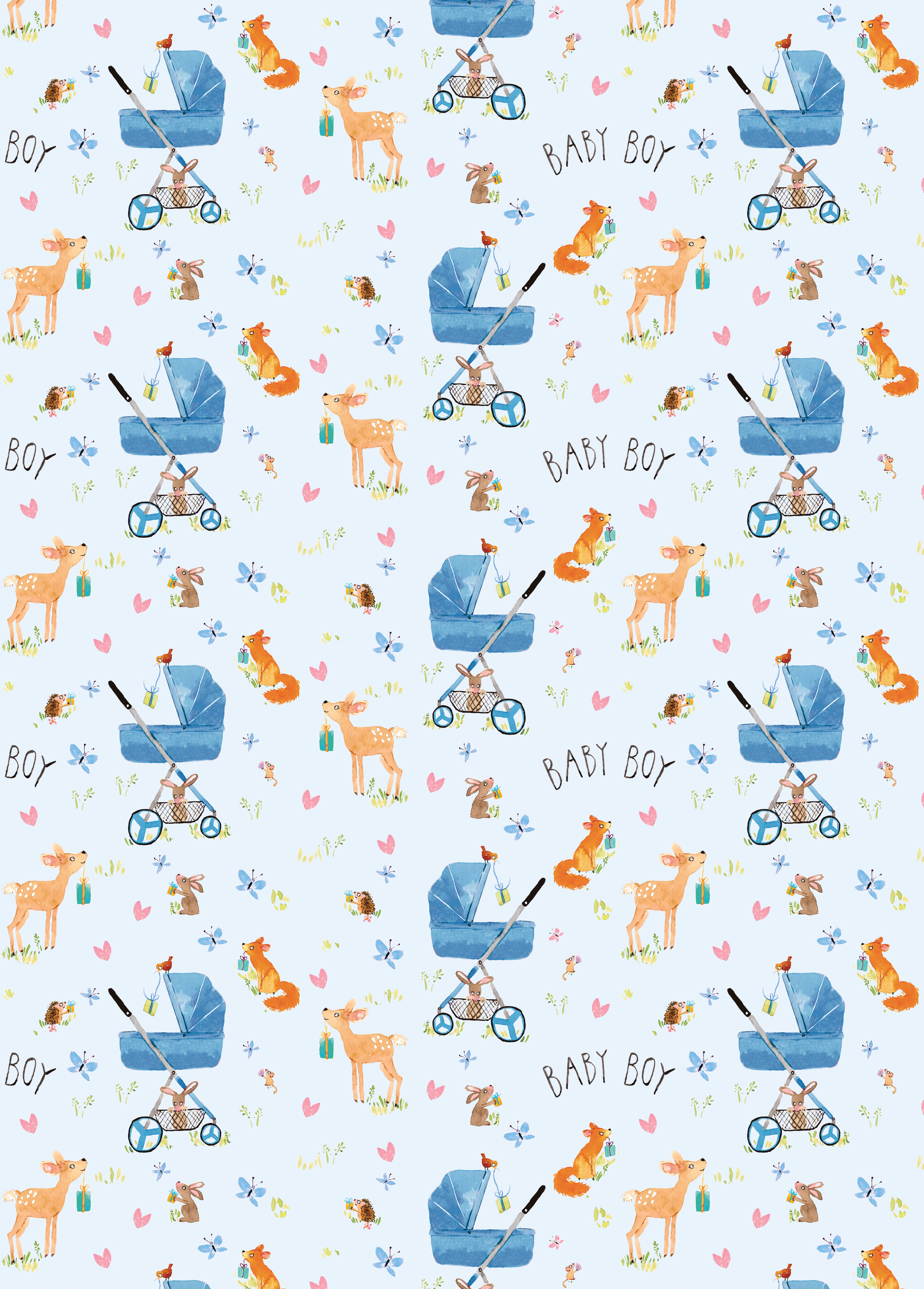 Twizler Ltd – wholesale Flat wrap – New Baby Boy Gift Wrap - Packed 2 Sheets 2 Tags3