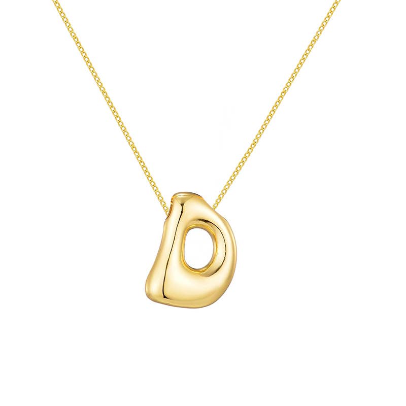 AMORINO SRL - Wholesale Pendant/Charm Necklace - LARGE BUBBLE INITIAL NECKLACE - JN24512B89GOLD3