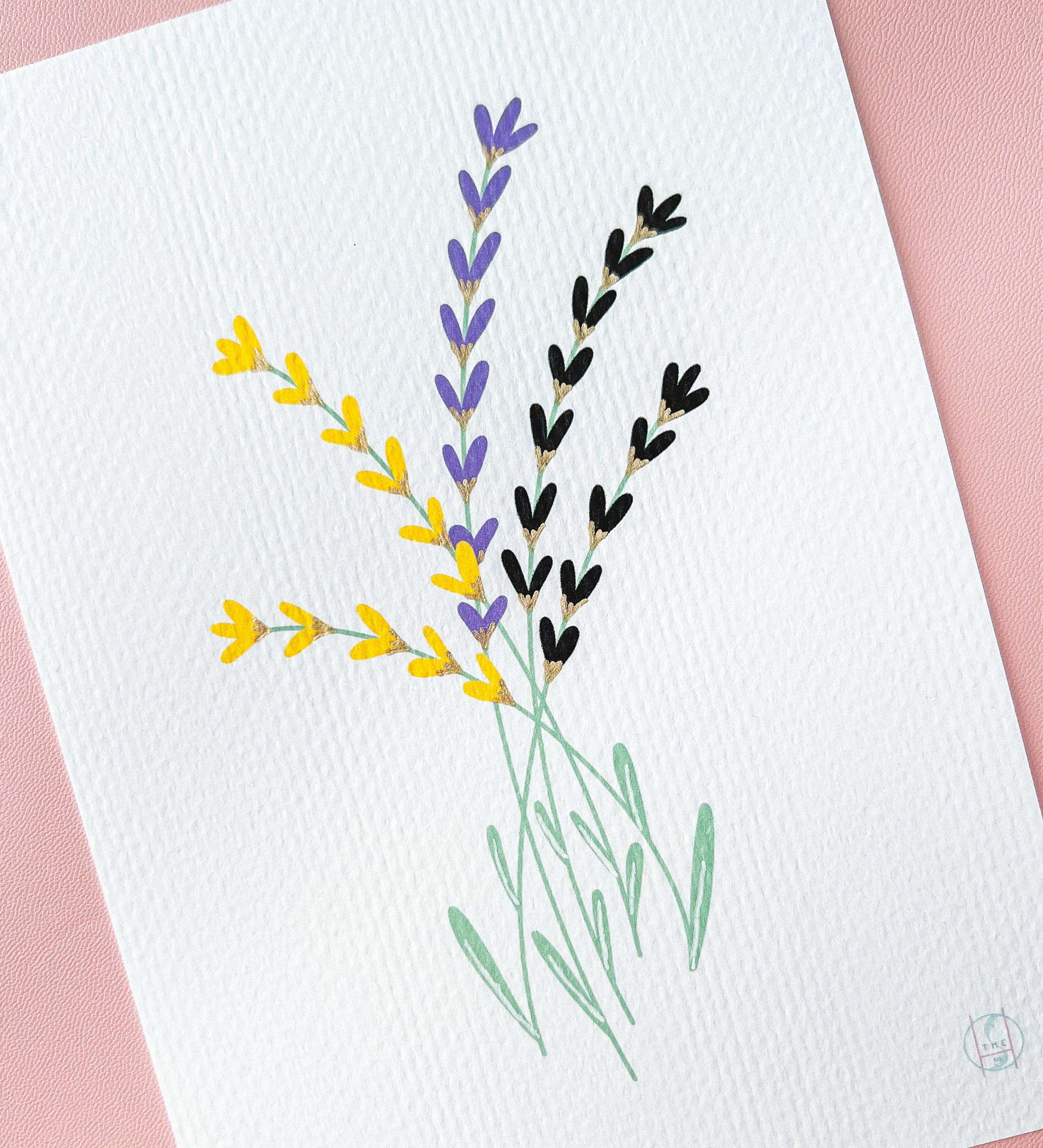 The Harpy Otter Co - Wholesale Art Print - NonBinary Pride Flag Floral Art Print2