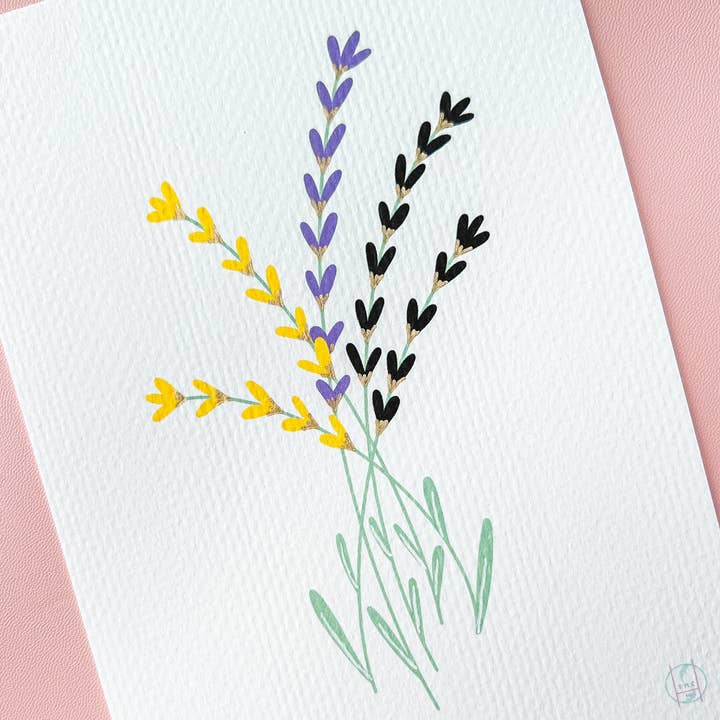 The Harpy Otter Co - Wholesale Art Print - NonBinary Pride Flag Floral Art Print2